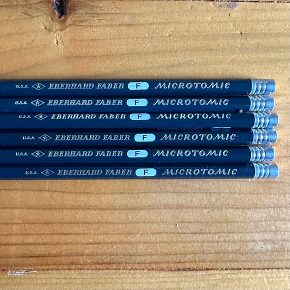 NOS Vintage mcm Eberhard Faber Microtomic F Woodclinched pencils lot of 6 - Picture 1 of 5